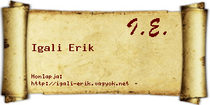 Igali Erik névjegykártya